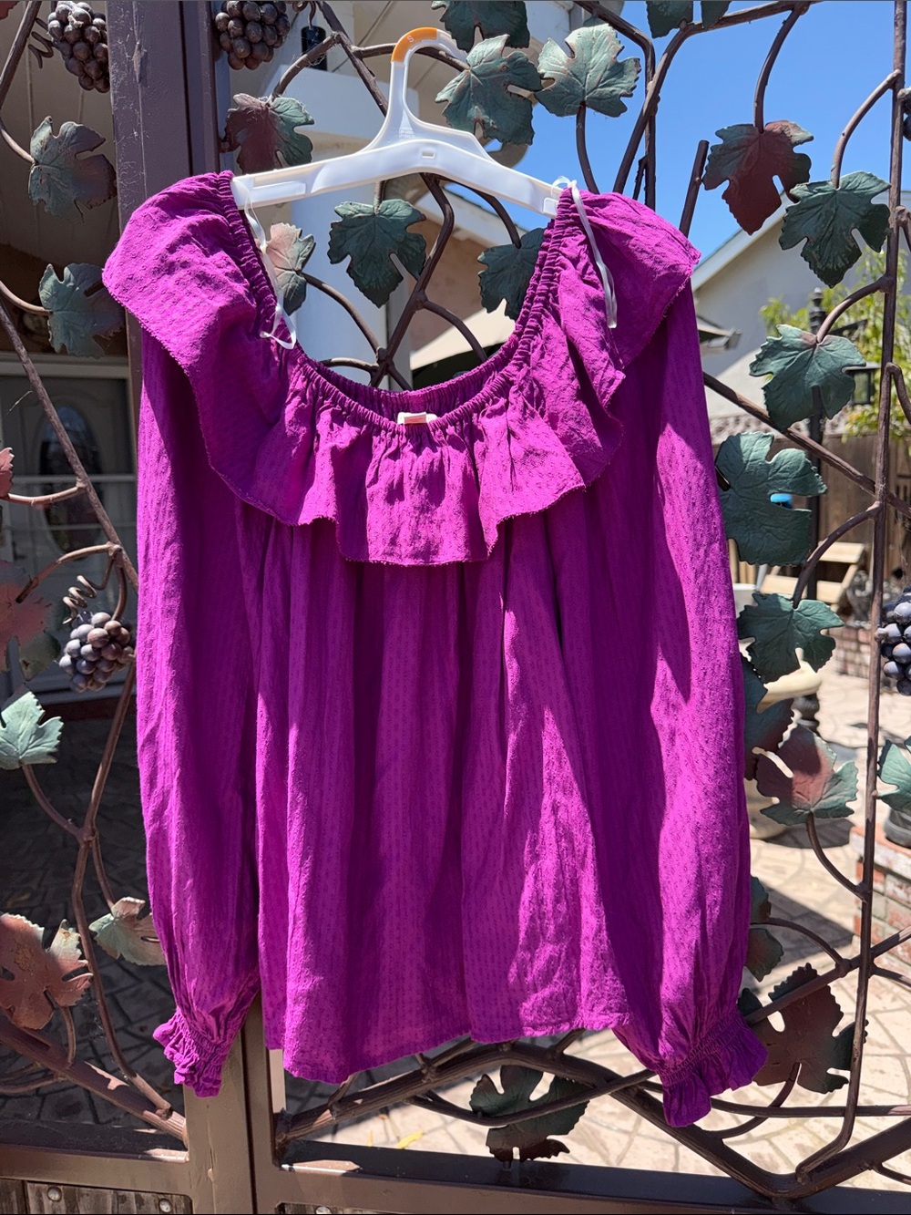 Knox Rose Ruffled Off-Shoulder Blouse in Vibrant Purple